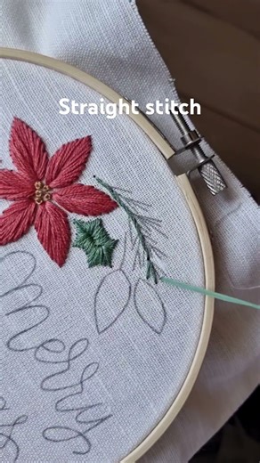 Straight Stitch Tutorial 🎄 | Merry Christmas Embroidery Pattern #embroidery #tutorial #diy #craft