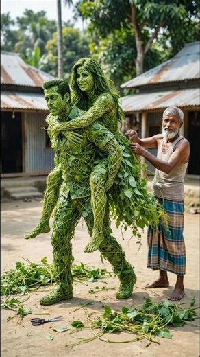 Dadu created a beautiful scene of Salman Khan and Katrina Kaif using the leaves #artwork