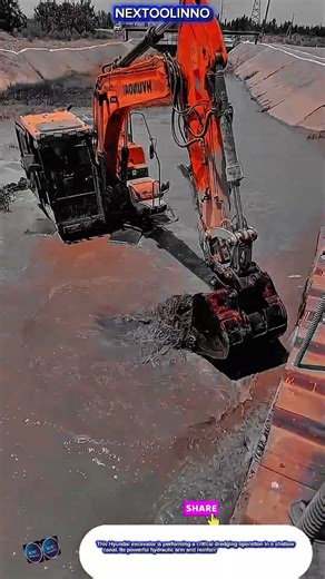 Excavator Dredges Water Channels to Prevent Residential Flooding