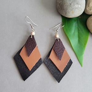 Handmade genuine leather earrings