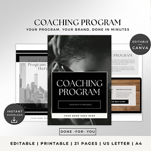 Coaching Program Canva Template | Editable Business Coach Guide | Life Coaching Workbook for Clients & Memberships | Coaching Tools - Etsy