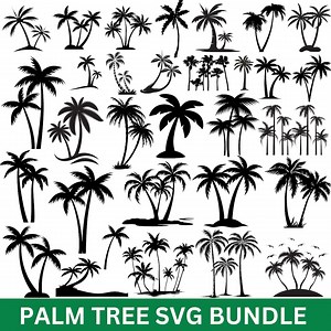 Palm Tree SVG Bundle: Silhouette Clipart (digital Download) - Etsy