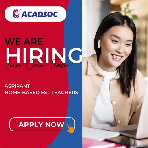 🌟 Unleash your teaching talent and soar to incredible heights with Acadsoc! 👩‍🏫👨‍🏫 Experience the pinnacle of your career as you embark on a transformative journey with us. We are dedicated to delivering unparalleled education and nurturing a harmonious atmosphere for learning. Are you ready to join a tribe of extraordinary Filipino educators? 🎉 Ignite your passion for teaching and unleash your English communication prowess. Discover endless opportunities at Acadsoc and let your teaching d