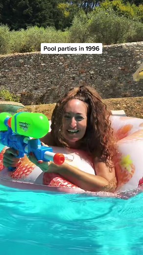 The only way to properly throw a pool party. #90sthrowback #90skids #millennial #childhoodmemories