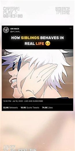 SIBLINGS IN ANIME VS REALITY ☠️💀 #anime #shorts #jjk #jujutsukaisen