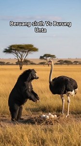 Beruang sloth vs burung unta , Momen alam liar, predator dan mangsa dalam ekosistem alam. Edukasi alam liar | Rafka Fathan Efendi