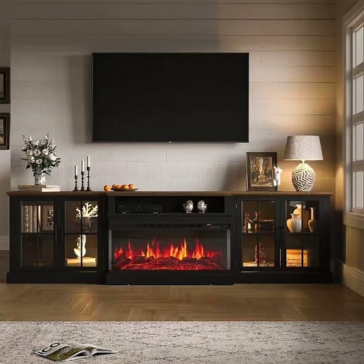 Ivy Bronx 98" Tv Stand With Electric Fireplace, Large Entertainment Center For Over 100"