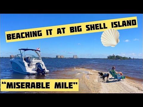 Beaching the Boat at the “Miserable Mile’s” Big Shell Island