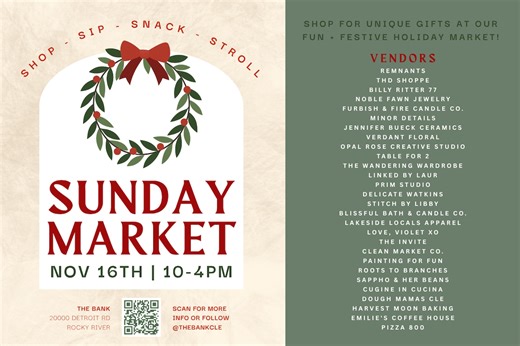 The Bank hosts another Sunday Market - winter vibes only