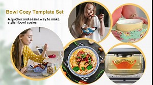 Bowl Cozy Template 3 Sizes, Clear Acrylic Bowl Wrap Clear Bowl Cozy Pattern Template Cutting Ruler Set, Transparent Quilting Templates Cozy Bowl Template Set for DIY Kitchen Art Craft