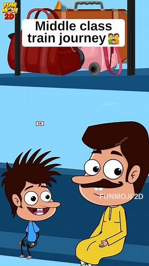 Funmoji 2d on Instagram: "Train journey and middle class family is ❤️🤩 #funmoji #funmoji2d #infinitum #mamaalludu #telugucomedy #villagecomedy #cartoon #animation #trainjourney #middleclass #family"