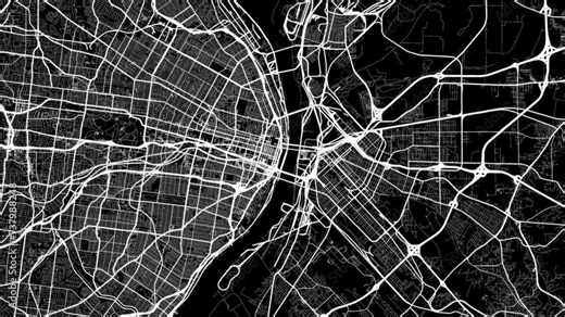 Zoom Out Road Map of St. Louis Missouri with white roads on a black background