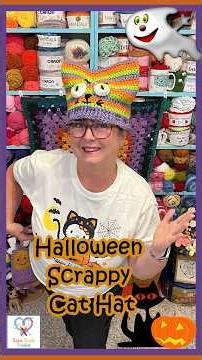 Scrappy Halloween Cat Hat Crochet Pattern Short Video #crochet #Halloweencrochet #crochetcathat