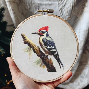 Woodpecker Cross Stitch Pattern Instant PDF Download - Woodland Woodpecker Watercolor Cross Stitch Hand Embroidery Animal Woodland Bird - Etsy