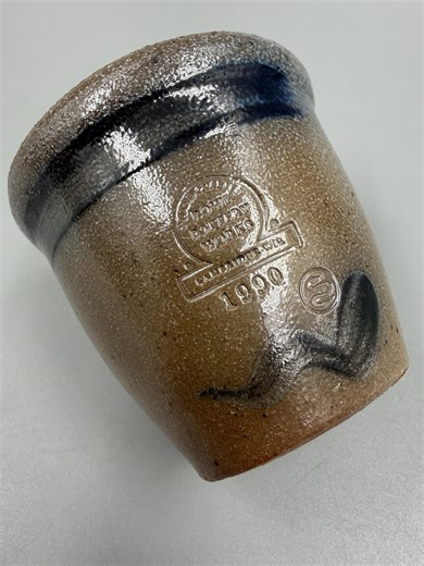 Rowe / Vintage Rowe Pottery / 1990 Rowe Pottery Cambridge WI Salt Glazed Stoneware Small Crock Blue Stripe Decoration / Miniature Rowe - Etsy