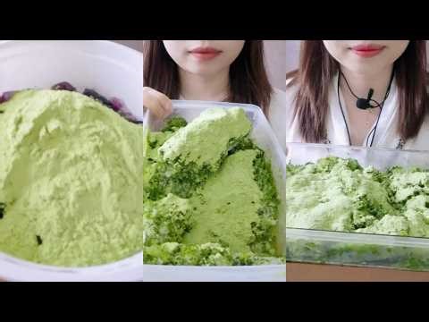 얼음ASMR HEAVY GREEN MATCHA POWDER ICE EATING SOUNDS 💚🍵 BLOCK ICE CRUNCH 녹차 | Матча | 抹茶 | ماتشا