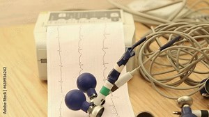 Cardiographic equipment checking the cardiogram at the patient in clinic
