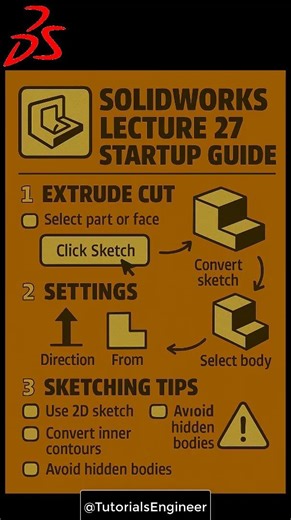 SOLIDWORKS #LECTURE 27 BEGINNER: #solidworks #eduction #3D #Drawing #academy @TutorialsEngineer