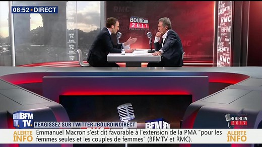 Emmanuel Macron face à Jean-Jacques Bourdin en direct
