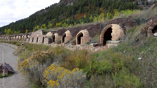 Historic Redstone coke ovens in a row at Colorado mountains