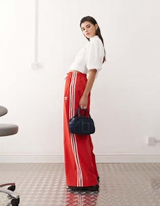 adidas Originals Adicolor wide leg track pants in red | ASOS