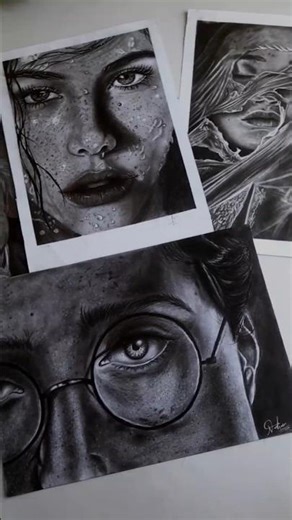 hyper realism drawings in different mediums 👀✨️ #shorts #drawing #art #trend #Artist #hyperrealistic