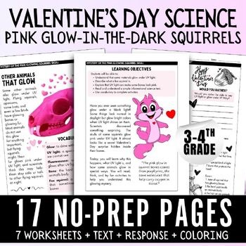Valentine's Day Science lesson, Glow‑in‑the‑Dark, UV Light   Pink Squirrels