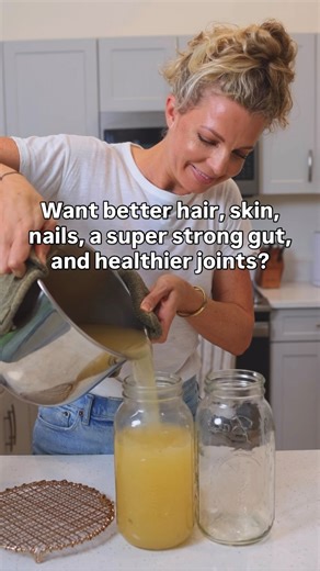 Kristen Boehmer | Gut Health + Mindset Coach on Instagram: "Want better hair, skin, nails, a super strong gut, and healthier joints? If so, bone broth is an amazing place to start! It’s the easiest to make, it’s super inexpensive, and it’s incredible for your overall health. ✨Comment the word BROTH to get all the links for what I use to make my own homemade bone broth (& be sure you’re following me @kristen.boehmer or else the message won’t send)! Here’s how I make mine: ✨ 2-2 1/2 pounds of bone