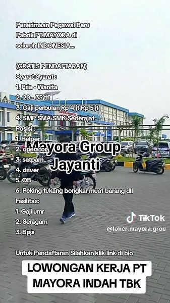 Penerimaan Pegawai Baru di Pabrik PT MAYORA Indonesia