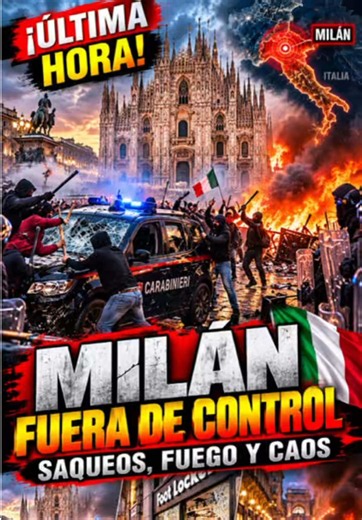 🇮🇹🚨 ¡MILÁN FUERA DE CONTROL! 🔥 ¡Lo que comenzó como una protesta terminó en escenas de caos! 💥 Vehículos policiales destrozados. 🔥 Barricadas incendiadas. 🚨 Comercios atacados y saqueados. El 17 de octubre, violentos enfrentamientos sacudieron el corazón de Milán, Italia. Cerca de 50 detenidos y 25 heridos. 😱 ¿Qué está pasando en Europa? ¿Qué opinas de estas protestas? 🎥 Recreación visual con IA basada en hechos reportados. #Italia #Milan #Disturbios #Noticias #paratiiiiiiiiiiiiiiiiiiii