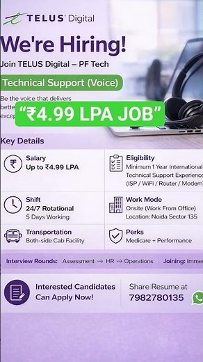 🚨 Noida Hiring 2026 | Tech Support Job | ₹4.99 LPA | Apply Now