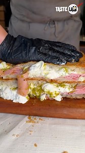 Charred juicy skewers meet a giant focaccia stuffed with pistachio sauce, salami, and burrata — a perfect duo of smoky, creamy, and salty indulgence. 🔥🥩🥪 | Taste Lab