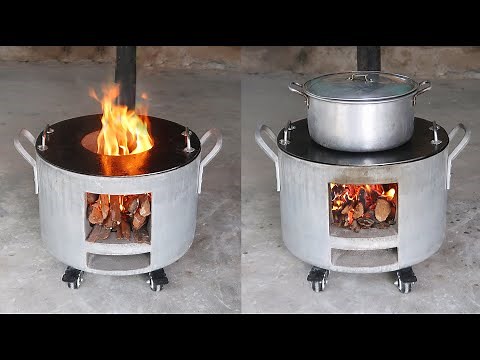 DIY wood stove / How to make a wood stove with cement and old pots and pans