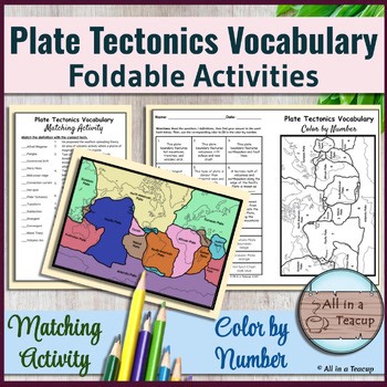 Plate Tectonics Vocabulary Foldable Plates Color by Number Activity