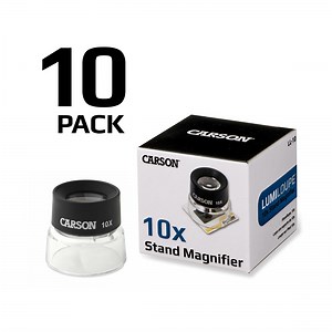 Carson LumiLoupe™ 10x Power Magnifying Glass, 1″ Stand Magnifier - 10 Pack (LL-10MU)
