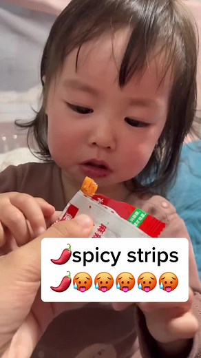When baby eating spicy strips 🌶 #baby #foryou #funny #cutebaby #lol #cute