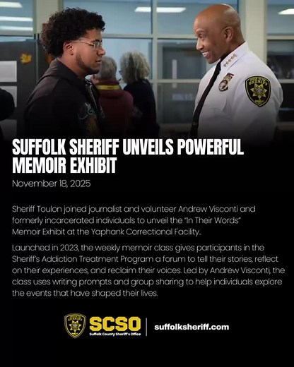 Sheriff Toulon introduces In Their Words, a memoir-writing initiative within the Addiction Treatment Program. Guided weekly by instructor Andrew Visconti, incarcerated individuals engage in structured writing prompts that encourage reflection, personal growth, and recovery. | Suffolk County Sheriff's Office