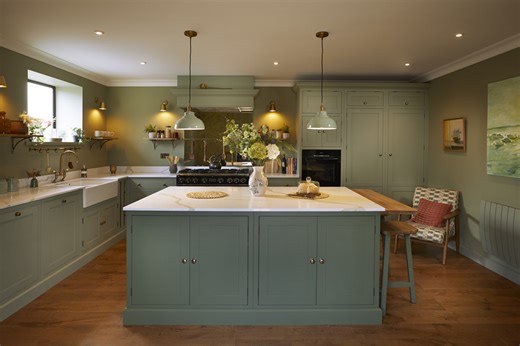 Ex-Display Verde Calacatta and Totara Shaker Kitchen with Island - 3833432 | Used Kitchen Hub