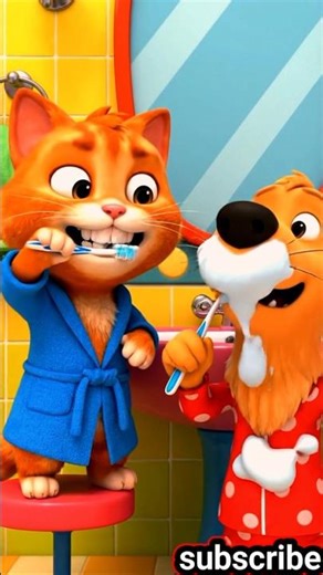 Cat & Dog Morning Routine ☀️🐱🐶 | Funny Cartoon Short#catvsdog #catprank #funny #shorts