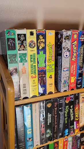 Some of my VHS tape collection! As you can see I have the TMNT trilogy along with the Coming Out of Their Shells Tour VHS 📼 😀 Do you see your favorite in there? Should I post more tapes? #vhs #tapecollector #vhscollection #tmnt #1990s