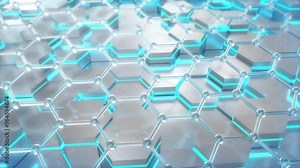 Nano Tech Graphene loop. This nano technology 3D animation represents engineering at the molecular level.