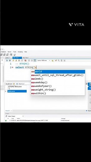 RTRIM function in MYSQL #mysql #mysqldatabase #mysqltutorials #sql #sqlcommands #databaseconcepts