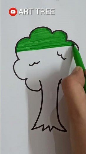 Easy Tree Drawing And Color it🌳Simple&Easy Tree Drawing#shorts#kids #kidsvideo #arttree#youtuber#fun