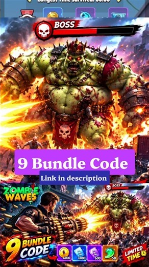 Zombie Waves Gameplay + bundle code #zombiewaves #shorts #zombiegame #gaming #code #bossfight