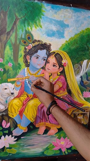 Radha Krishna | Acrylic Painting Tutorial | #art #radhakrishna #painting #love #shorts #viral