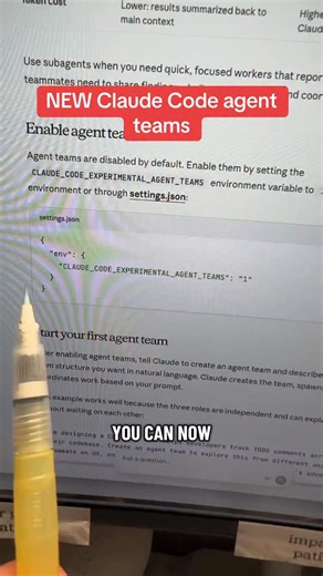 Deonna Hodges | Learn AI on Instagram: "Some of these new features in Claude code are slipping through the cracks. Agent teams is a new experimental feature that you can enable in your settings. I’m noticing that I’m getting results for complex tasks much faster than plan mode, which has been my go-to for debugging. #claudecode #aicoding #vibecoding #aitips #aiagents"