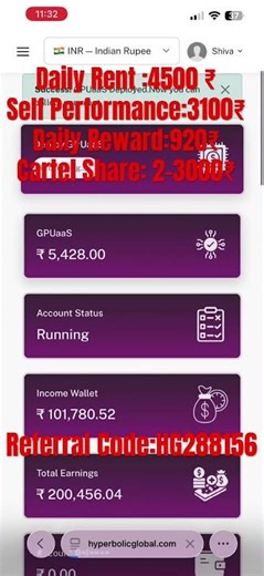 Hyperbolic global Daily 10000₹ earning #hyperbolic #money #gpurental