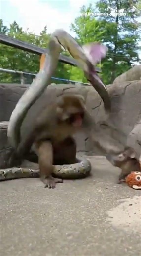 Python Tries to Bite Punch Monkey → Mom Grabs & Spins Snake to the Sky! 😂🐍🐒