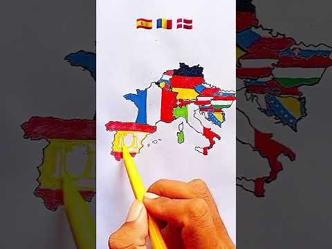 How to Draw Complete Flag Map of Europe 🇪🇺 #europe #flag #drawing #map