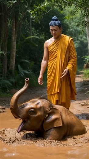 Even a Wild Elephant Bowed to Buddha’s Compassion ✨🙏 #buddha #kindness #compassion #buddhism #viral